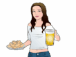 waitress with wings and beer getting her number through text flirting