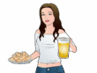 waitress with wings and beer getting her number through text flirting