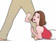 woman holding onto man's leg trying to get him back